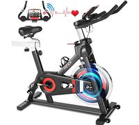 HEKA Exercise Bike, Indoor Bikes with 18 kg / 20 kg Heavy Flywheel, Indoor Cycling Fitness Bike with App Connection, Real Route Simulation, Heart Rate Monitor and LCD Display, Ergometer, up to 200 kg