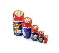 Heka Naturals Balalaika Nesting Dolls | All Natural Wooden Matryoshka Doll Set of 5 (18 cm) - Traditional Babushka Home Decor, Wooden Stacking Toys, Handmade Toys & Games, Shape Sorter Accessories