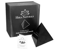Heka Naturals Polished 3-Sided Shungite Pyramid | 15 cm - Tetrahedron Formed Sacred Geometry Energy for Spiritual Balance, Chakra Alignment and Healing - Evokes Harmony and Protection