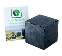 Heka Naturals Polished Shungite Black Crystal Cube | 5 cm- Decorative Crystal Chakra Decor, Home Decor, Office Decor, Feng Shui Healing Stones Cube for Massage and Meditation