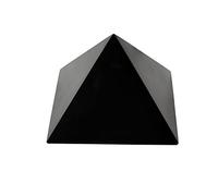 Heka Naturals Polished Shungite Pyramid Black Stone Crystal | 8 cm - Desk Decor Shungite Stone for Home or Office - Chakra Stones, Vibe Crystals
