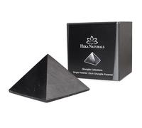 Heka Naturals Polished Shungite Pyramid Healing Crystals Gemstone | 10 cm - Home Decor Shungite Stone Crystal - Chakra Healing Meditation Pyramid for Negative Energy Protection