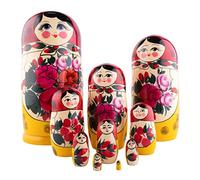 Heka Naturals Semyonov Nesting Dolls | All Natural Wooden Matryoshka Doll Set of 10 (25 cm) - Traditional Babushka Home Decor, Wooden Stacking Toys, Handmade Toys & Games, Shape Sorter Accessories