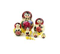Heka Naturals Semyonov Round Nesting Dolls | All Natural Wooden Matryoshka Doll Set of 10 (16 cm) - Traditional Babushka Home Decor, Wooden Stacking Toys, Handmade Toys & Games, Shape Sorter