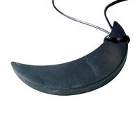 Heka Naturals Shungite Crystal Necklace Pendant | Healing Crystals & Chakra Necklace - Gemstone Jewellery for Men & Women - Spiritual and Joyous Gifts (Half Moon)