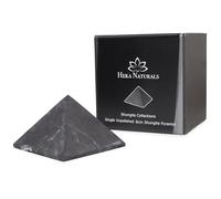 Heka Naturals Unpolished Shungite Pyramid Black Stone Crystal | 8cm - Desk Decor Shungite Stone for Home or Office - Chakra Stones, Healing Crystals, Meditation Pyramid