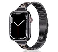 HEKAI Metal Straps Compatible with Apple Watch Strap 40mm 41mm 38mm, Slim Small Adjustable Stainless Steel Replacement Band iWatch Ultra Series 8/7/6/5/4/3/2/1,SE (38mm/40mm, Black/Rose)