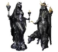 Hekate Niktipolos Statue - The Witch of The Night, Greek Goddess of Magic with Hounds, Pagan Altar Decor for Witchcraft, Moon Rituals, Spiritual Practice, Resin Figurine (1# + 2#)