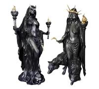 Hekate Niktipolos Statue, The Witch of The Night, Underworld Hekate Phōsphoros Light-Bringer or Morning Star Statue, Hecate Greek Goddess with Her Hounds of Magic Resin Sculpture (All)