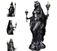 Hekate Niktipolos Statue, The Witch of The Night, Underworld Hekate Phōsphoros Light-Bringer or Morning Star Statue, Gothic Gr oddess with Hounds of Magic Resin Sculpture for Desktop Bookshelf (B)