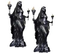 Hekate Niktipolos Statue, The Witch of The Night, Underworld Hekate Phōsphoros Light-Bringer or Morning Star Statue, Greek Goddess of Magic with Hounds, Gothic Halloween Resin Figurine for Home B