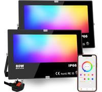 HEKEE LED RGB Floodlights Outdoor, 800W Equivalent, Smart Colour Changing Flood