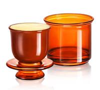 Hekeieon Butter Crock, Elegant Crystal Glass French Butter Dish, Amber Color