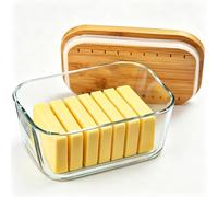 HEKEIEON Butter Dish With Glass Lid - Airtight Seal for Freshness, Large Butter Dish for East and West Coast Butter, Ideal for Countertop and Refrigerator Storage, Premium Glass Butter Keeper