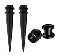 HEKEUOR 316L Surgical Steel Tapers and Screw Tunnels Ear Stretching Kit Gauges Plugs 7mm/1G, 9mm, Stainless Steel