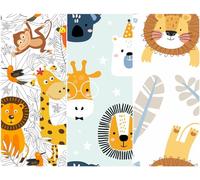 Heko Panels Fabric by The Metre with 3 Patterns Panels Canvas Polyester Craft Material for Sewing Craftting Patterned Water Repellent Opaque 121.5 x 156 cm (3'12'' x 5'1'') Animals Lions Giraffes