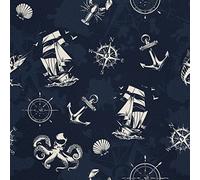 HEKO PANELS Oxford Fabric by Metre for Sewing Canvas Polyester Sewing Fabrics Decorative Material Water-Resistant Waterproof Non Transparent Sea Stories 1 Meter 155 x 100 cm 5 x 3 ft