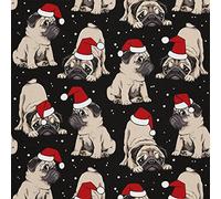 HEKO PANELS Oxford Fabric by Metre for Sewing Canvas Polyester Sewing Fabrics Decorative Material Water-Resistant Waterproof Non Transparent Pugs Christmas 1 Meter 155 x 100 cm 5 x 3 ft