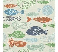 HEKO PANELS Oxford Fabric by Metre for Sewing Canvas Polyester Sewing Fabrics Decorative Material Water-Resistant Waterproof Non Transparent Fishes 1 Meter 155 x 100 cm 5 x 3 ft