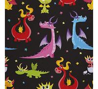 HEKO PANELS Oxford Fabric by Metre for Sewing Canvas Polyester Sewing Fabrics Decorative Material Water-Resistant Waterproof Non Transparent Dragons Colorful 1 Meter 155 x 100 cm 5 x 3 ft