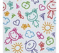 HEKO PANELS Oxford Fabric by Metre for Sewing Canvas Polyester Sewing Fabrics Decorative Material Water-Resistant Waterproof Non Transparent Doodles 1 Meter 155 x 100 cm 5 x 3 ft