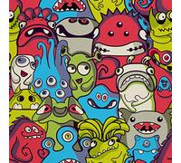 HEKO PANELS Oxford Fabric by Metre for Sewing Canvas Polyester Sewing Fabrics Decorative Material Water-Resistant Waterproof Non Transparent Aliens Monsters 1 Meter 155 x 100 cm 5 x 3 ft