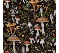 HEKO PANELS Oxford Fabric by Metre for Sewing Canvas Polyester Sewing Fabrics Decorative Material Water-Resistant Waterproof Non Transparent Mushrooms 1 Meter 155 x 100 cm 5 x 3 ft