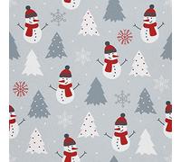 HEKO PANELS Oxford Fabric by Metre for Sewing Canvas Polyester Sewing Fabrics Decorative Material Water-Resistant Waterproof Non Transparent Snowmen Christmas Trees 1 Meter 155 x 100 cm 5 x 3 ft