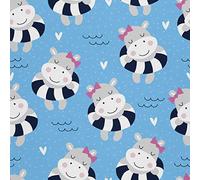 HEKO PANELS Oxford Fabric by Metre for Sewing Canvas Polyester Sewing Fabrics Decorative Material Water-Resistant Waterproof Non Transparent Hippopotamuses Hippos 1 Meter 155 x 100 cm 5 x 3 ft