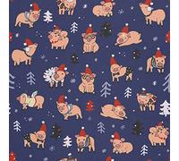 HEKO PANELS Oxford Fabric by Metre for Sewing Canvas Polyester Sewing Fabrics Decorative Material Water-Resistant Waterproof Non Transparent Pigs Winter 1 Meter 155 x 100 cm 5 x 3 ft