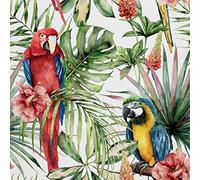 HEKO PANELS Oxford Fabric by Metre for Sewing Canvas Polyester Sewing Fabrics Decorative Material Water-Resistant Waterproof Non Transparent Parrots Leaves 1 Meter 155 x 100 cm 5 x 3 ft