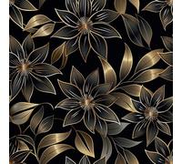 HEKO PANELS Oxford Waterproof Fabric Sold by the Metre Polyester Fabric for Sewing Decorative Fabrics Water-Repellent Opaque Flowers 1 Metre 155 x 100 cm Gold