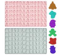 HEKOBAG 2PCS Christmas Silicone Mold, 72 Cavity Christmas Mini Candy Molds Tree Santa Snowman Stocking Bell Gingerbread Shape, Non-Stick Food Grade for Gifts Cookies Pudding Jelly