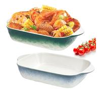 HEKOBAG 2PCS Lasagne Dish, 9x5 inch Rectangular Individual Oven to Table Bake Dish with Handles Ceramic Baking Pan Lasagna Casserole Pan Nonstick Ceramic Bakeware for Cooking, Cakes, Lasagna & Gift