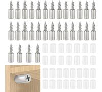 HEKOBAG 30 PCS Shelf Support Pegs, Self-Tapping Screws Cabinet Laminate Support, Shelf Pins with Non-Slip Sleeve One-Piece Shelf Pins for Furniture & Bookcase Shelf Cabinet Closet Shelf Support