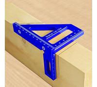 HEKOBAG 3D Multi Angle Measuring Ruler, 45/90 Degree Aluminum Alloy Woodworking Square Protractor, Miter Triangle Ruler High Precision Layout Measuring Tool Layout Scriber for Engineer (Blue)