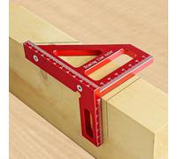 HEKOBAG 3D Multi Angle Measuring Ruler, 45/90 Degree Aluminum Alloy Woodworking Square Protractor, Miter Triangle Ruler High Precision Layout Measuring Tool Layout Scriber for Engineer (Red)