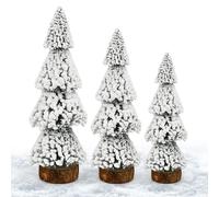 HEKOBAG 3PCS Mini Snow Frost Trees, Mini Christmas Tree Desktop Miniature Christmas Trees Artificial Christmas Trees Winter Snow Ornaments Tabletop Trees for Christmas Decor Fairy Garden-15/20/25cm