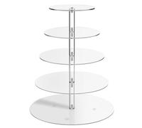 HEKOBAG 5 Tier Acrylic Cupcake Stand, Round Acrylic Display Stands Clear Dessert Pastry Tower Premium Cupcake Holder Reusable Dessert Tower for Wedding, Birthday, Theme Party, Baby Shower -16.7’’