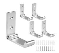 HEKOBAG 5PCS Foldable Hooks, Heavy Duty Aluminum Alloy Hooks Wall Mounted with Screws No Rust Folding Coat Hooks Foldable Wall Hook Obtuse Angle Design Wall Hooks for Keys, Towel, Hat, Bags,Headphones