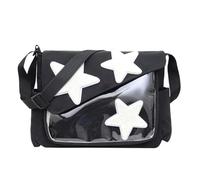 HEKOBAG Cute Messenger Bag, Aesthetic Crossbody Bag Y2K Star Grunge Bag Ita Bag Lightweight Spacious Stars Tote Purse Crossbody Shoulder Bag for Women Men, Girls, for School Office Work Travel