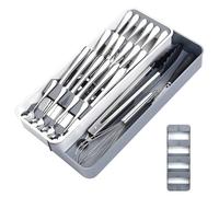 HEKOBAG Cutlery Drawer Organiser, 14-22.5cm Expandable Cutlery Tray, 9 Compartments Kitchen Drawer Organiser Large Compact Utensil Tray Multi-Purpose Storage Organizer for Kitchen Spoons Knife Fork