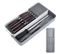 HEKOBAG Drawer Knife Organizer, Expandable Kitchen Cutlery Holder for 9 Blades (14-22.5cm) - Large Multi-Purpose Utensil Tray & Storage System for Knife Sets