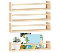 HEKOBAG Nursery Book Shelves Set of 4, 16.5 Inch Floating Bookshelf Solid Natural Wooden Book Floating Shelves Wall Mounted Shelves Toy Hanging Organizer for Bedroom Living Room