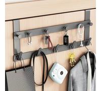 HEKOBAG Over Door Hook, Heavy Duty Over Door Hanger with 11 Hooks, Over The Door Organizer, Easy Install, No Drilled, Space Saving Over Door Towel Rack for Coats, Hats, Bags, Clothes, Towels(Black)