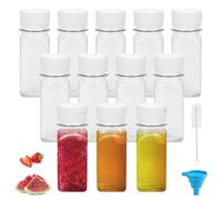 HEKOBAG Pack of 12 Small Bottles for Filling Plastic Juice Bottles Ginger Shot Bottles 60 ml Mini Plastic Bottles Empty Smoothie Bottle with Funnel Brush for Ginger Schnapps