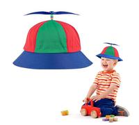 HEKOBAG Propeller Hat - Colorful Helicopter Bucket Hat, Detachable Top Cap, Funny Adult Fisherman Hat, Baseball Cap with Propeller for Party Costume - 52cm