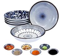 HEKOBAG Set of 6 Tapas Dishes, Ø 4inch Tapas Bowls Set Ceramic Saucer Dishs Ceramic Dipping Bowl Mini Side Seasoning Dish Soy Sauce Dish Small Spice Plates for Sushi,Sauce,Snack,Soy(3 OZ)