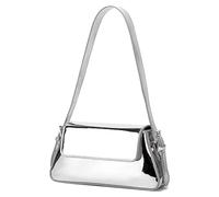 HEKOBAG Silver Purse Evening Bag for Women, Y2K Sliver Leather Shoulder Bags Metallic Evening HandBag Clutch Purses Crossbody Sparkle Purse for Prom Wedding Party