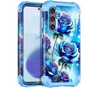 Hekodonk for Galaxy S23 FE Case,Three Layer Heavy Duty Shockproof Protection Hard Plastic+Soft Silicone Full Body Drop Protective Case for Samsung Galaxy S23 FE,Glow in The Dark Celeste Rose